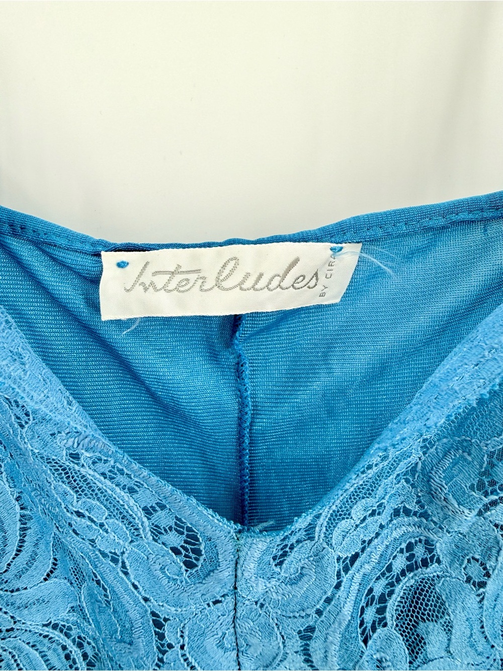 Interludes Blue Lace-Trim Chemise Bodysuit - Picture 3 of 8